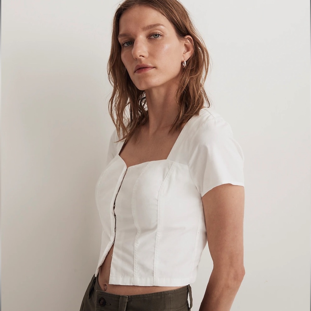 MADEWELL POPLIN HOOK FRONT TOP WHITE VARIOUS SIZES AVAILABLE NWT